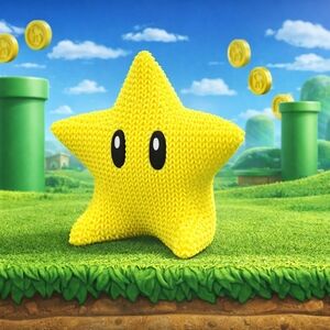3D Printed Yellow Star – Textured Knit Design, Cute Display Decor